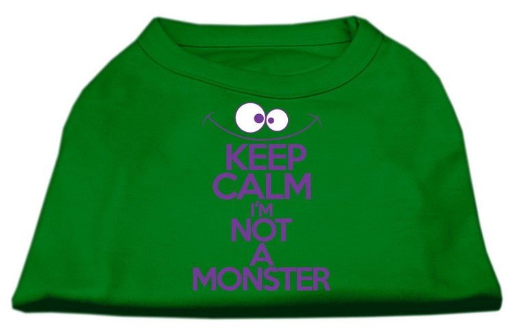 Keep Calm Screen Print Dog Shirt Green XS